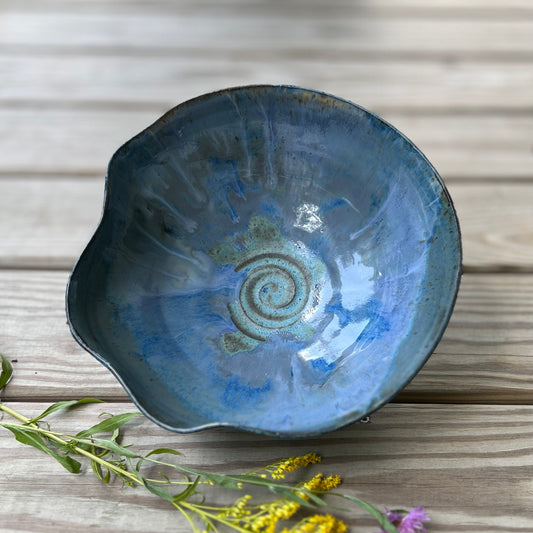 Scalloped Blue Serving Bowl
