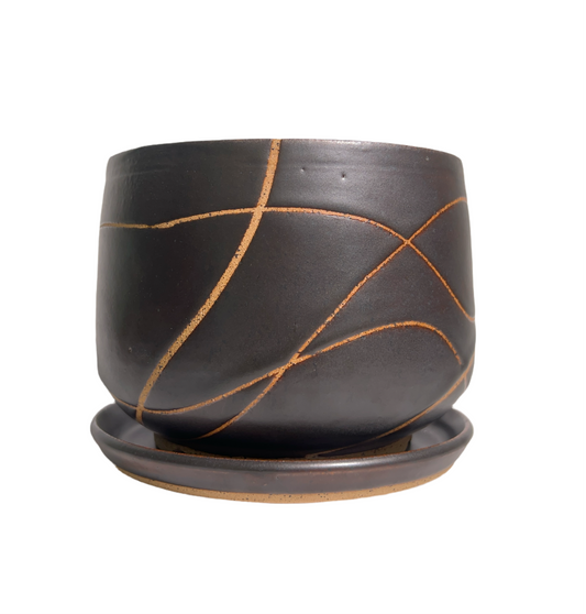 Satin Black Flower Pot